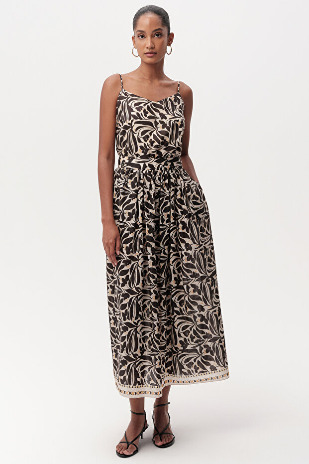 High Waist Zipper Pocket Midi Skirt