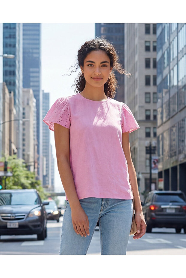 Women Plain Pink Casual Blouse