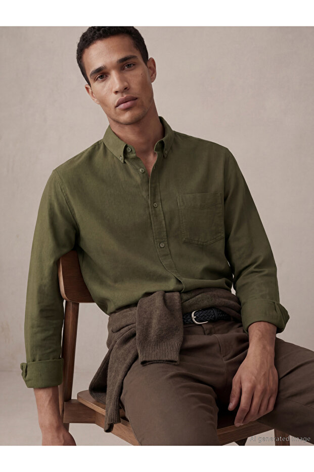 قميص رجالي من NEVAVM بتصميم Regular Fit Oxford