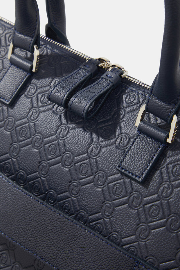 LACİVERT MONOGRAM DERİ ÇANTA - 5