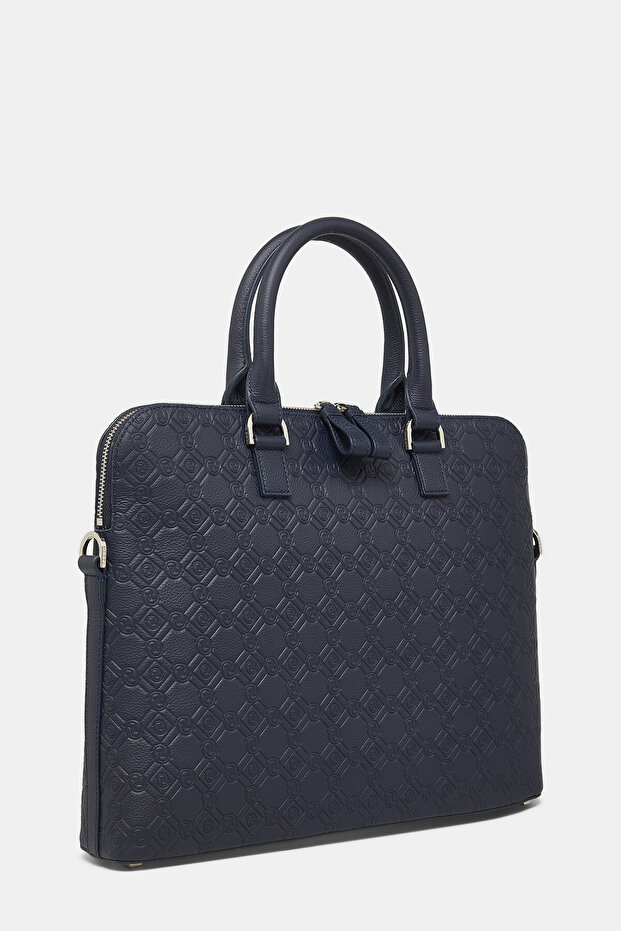 LACİVERT MONOGRAM DERİ ÇANTA - 3