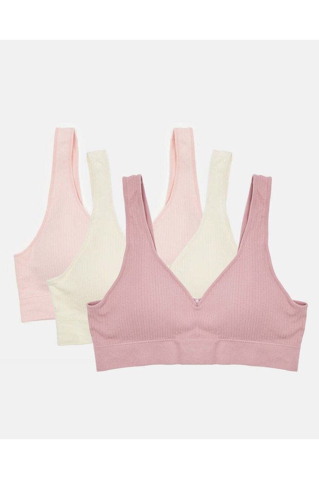 Women's 3-Pack Ribbed Plunge Comfort Bra