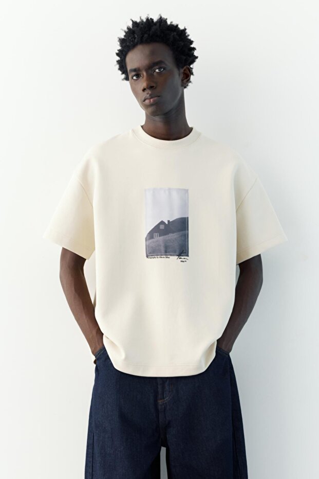 Grafik kısa kollu sweatshirt - 5