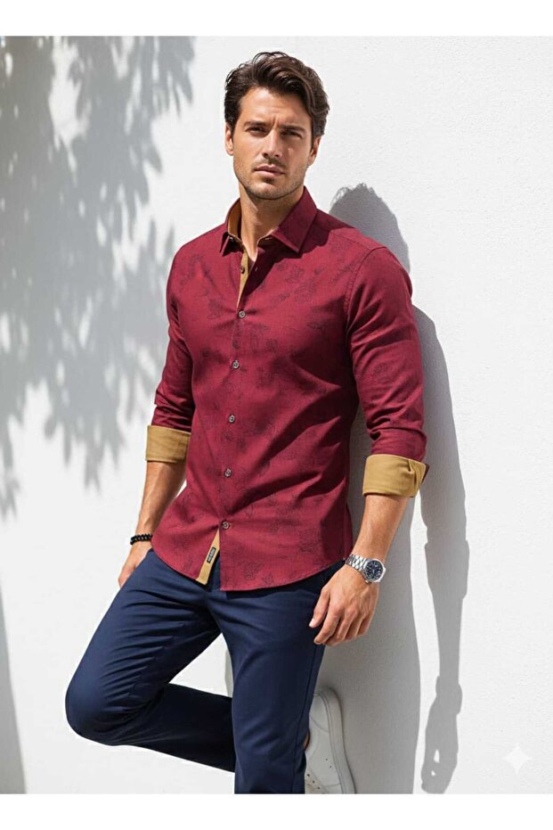 Floral Long Sleeve Men's Shirt