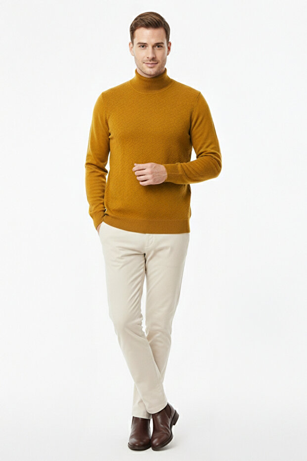 Men's Half Turtleneck Patterned Sweater - 2