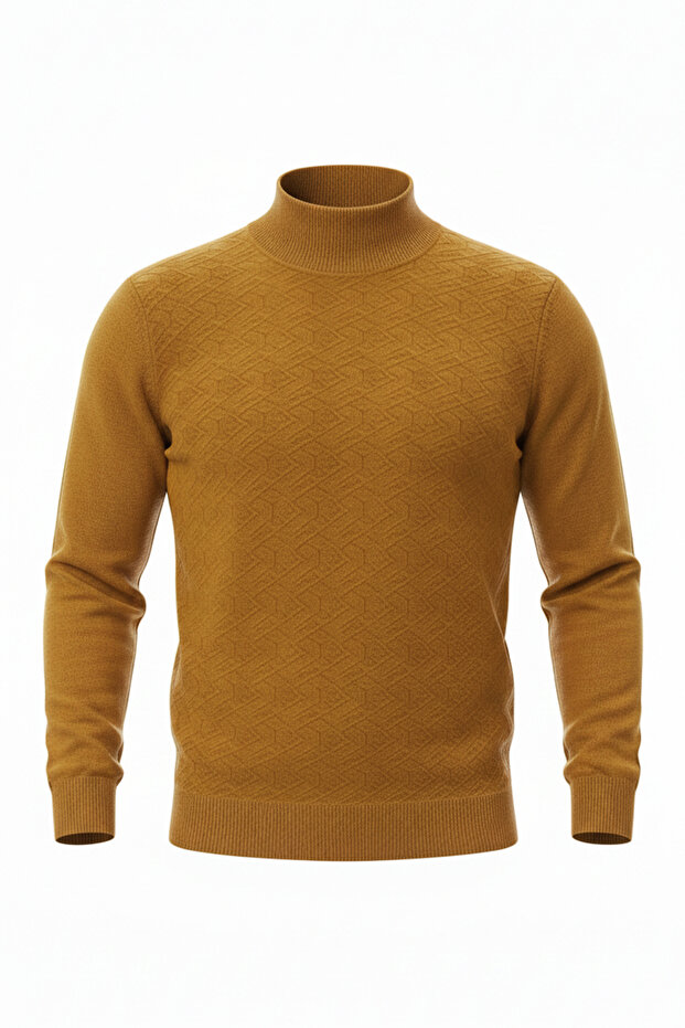 Men's Half Turtleneck Patterned Sweater - 4