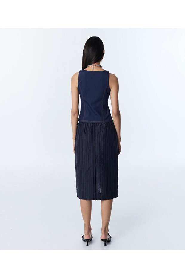 DENİM GÖRÜNÜMLÜ TİŞÖRT - 7