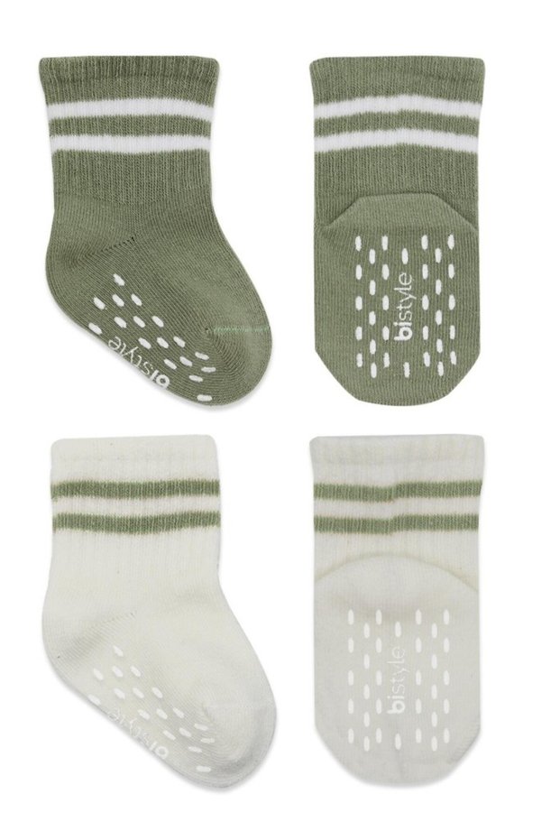 Circled Non-Slip Socks 2-Piece Bs10125 Nil Ecru
