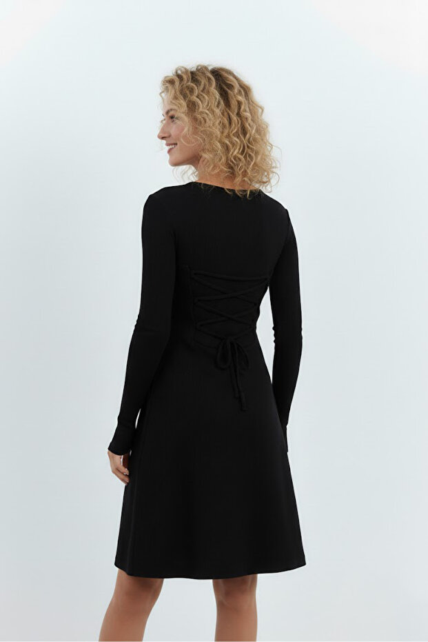 Women's Black Tie-Up Camisole Mini Dress