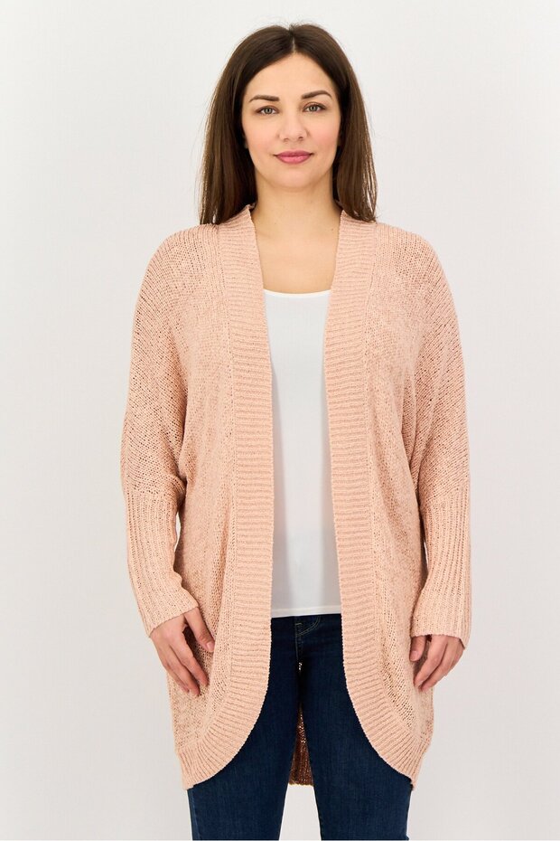 Women Knitted Long Sleeve Cardigan, Light Pink