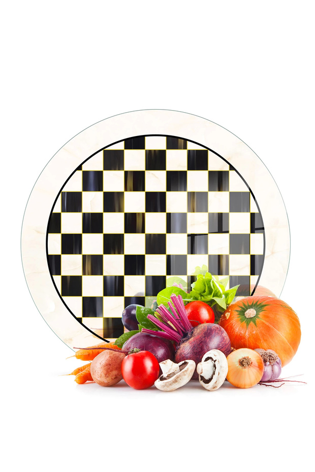 Glass Cutting Board and Presentation Tray Round Mackenzie Dama 30X30 cm