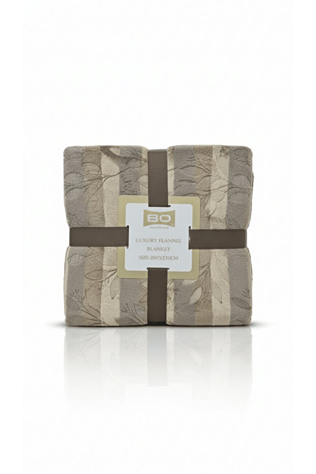 نسمة بطانية محفور بني فاتح 180*200 - 1