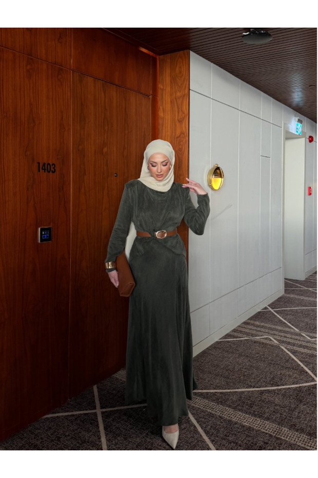 İpek Cupra Kemerli Elbise - 2