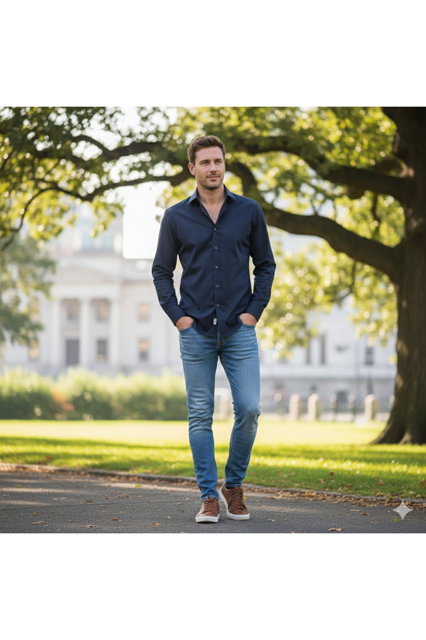 Premium Men's Slim Fit Cotton Shirt – Long-Lasting and High-Quality