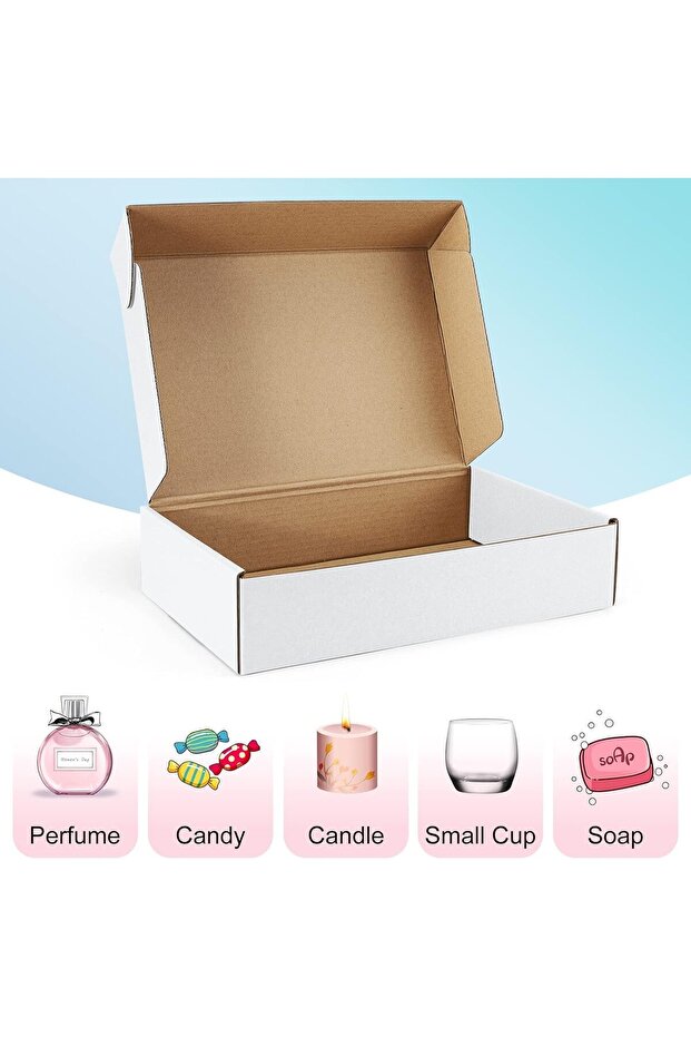 SAKPHIL (12 Pcs) White Corrugated Carton Die-cut Mailer Box | 12x9x3 inch (30x23x8 cm) | Medium Ship