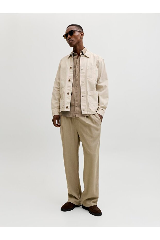 JJESUMMER LINEN BLEND SHIRT L/S SN Falcon - 7