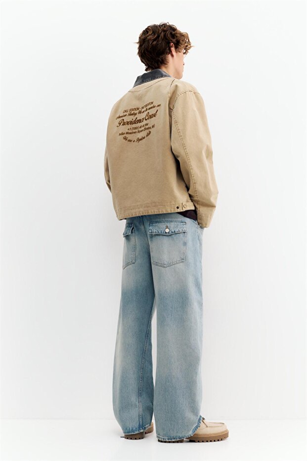 Kontrast yakalı nakışlı ceket - 6