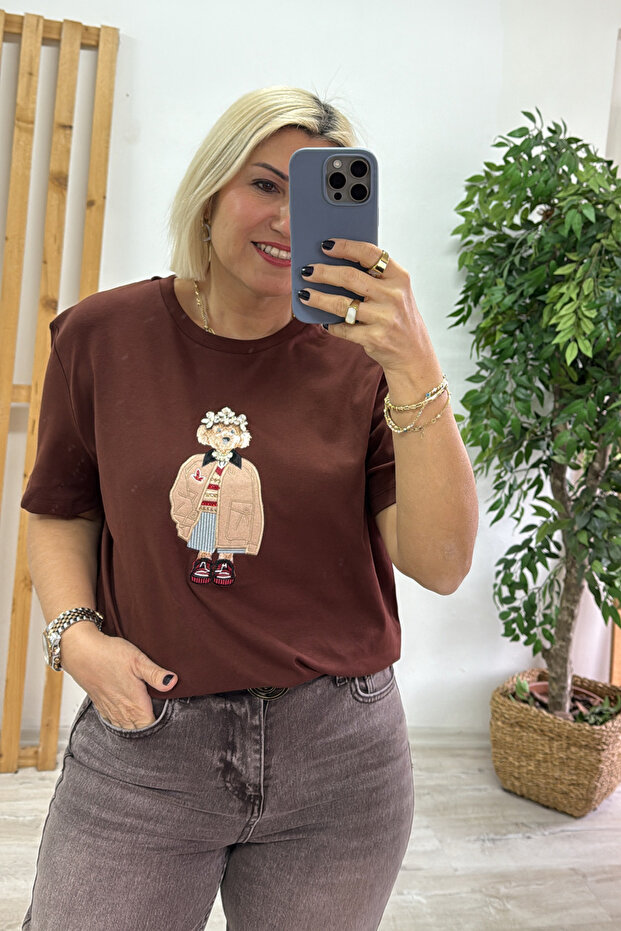 تيشيرت قطني أساسي مطبوع عليه صورة حجر القهوة - 2