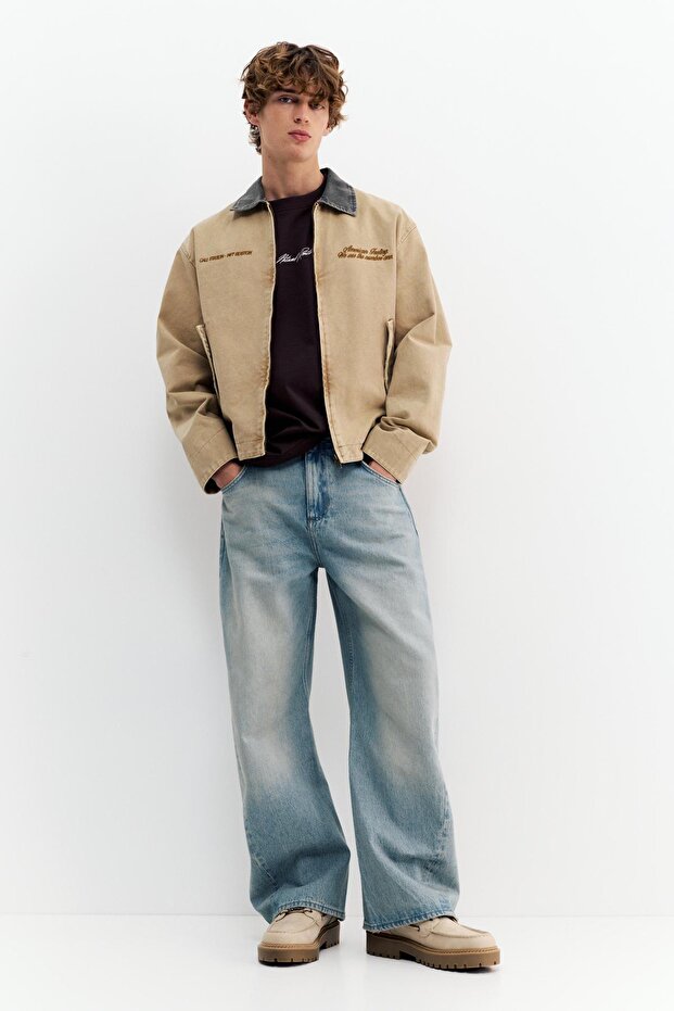 Kontrast yakalı nakışlı ceket - 3