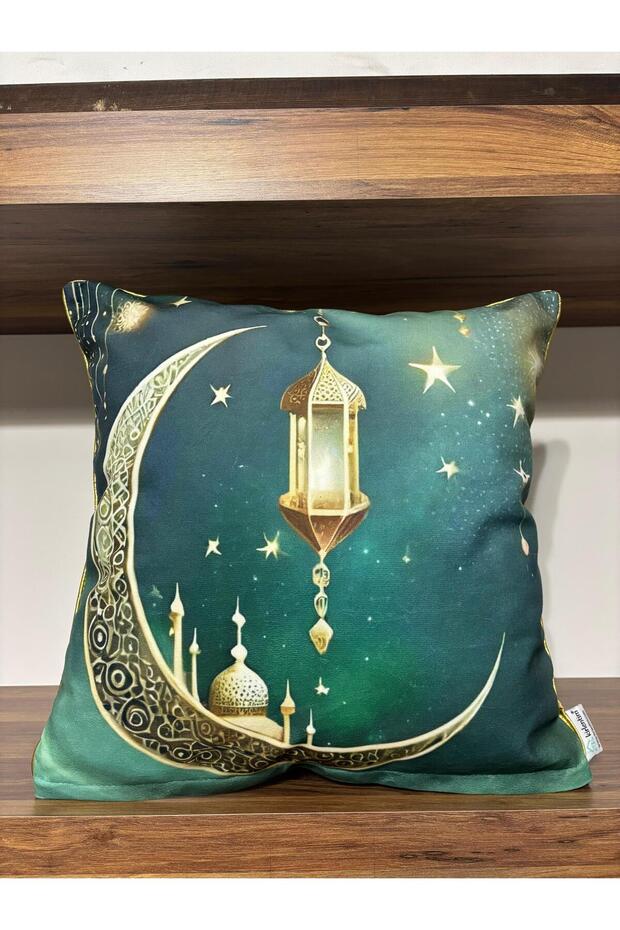 H1267 وسادة مزدوجة الجوانب بنقوش رمضان - محشوة بالداخل