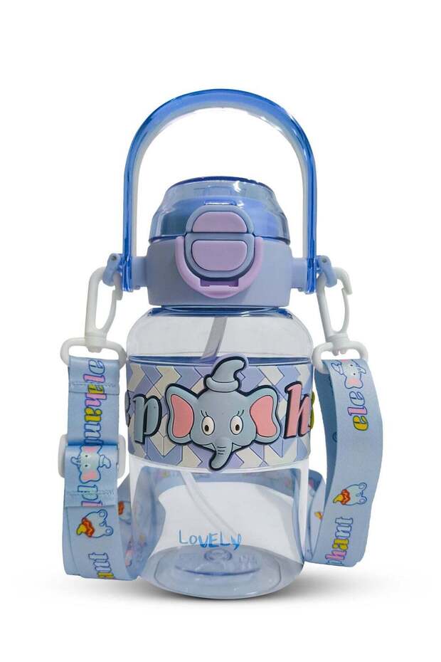650ml Kids Water Bottle with Straw, BPA-Free Leakproof Sipper Blue