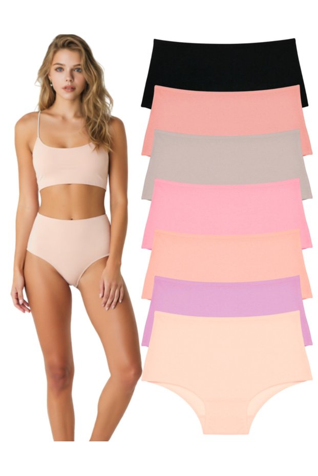 Women's Panties 7-Pack Colorful High-Waisted Flexible Comfortable Gathering-Up Women's Panties