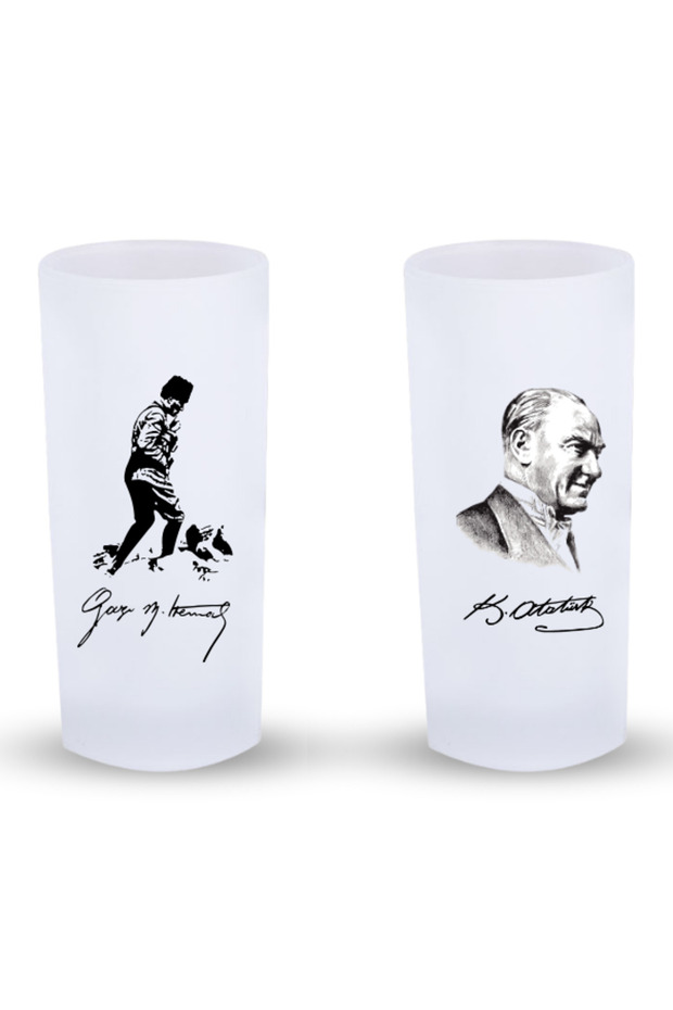 Deepcraft Frosted Rakı Glass with Text Printed, Set of 2 Rakı Glasses 230 ml