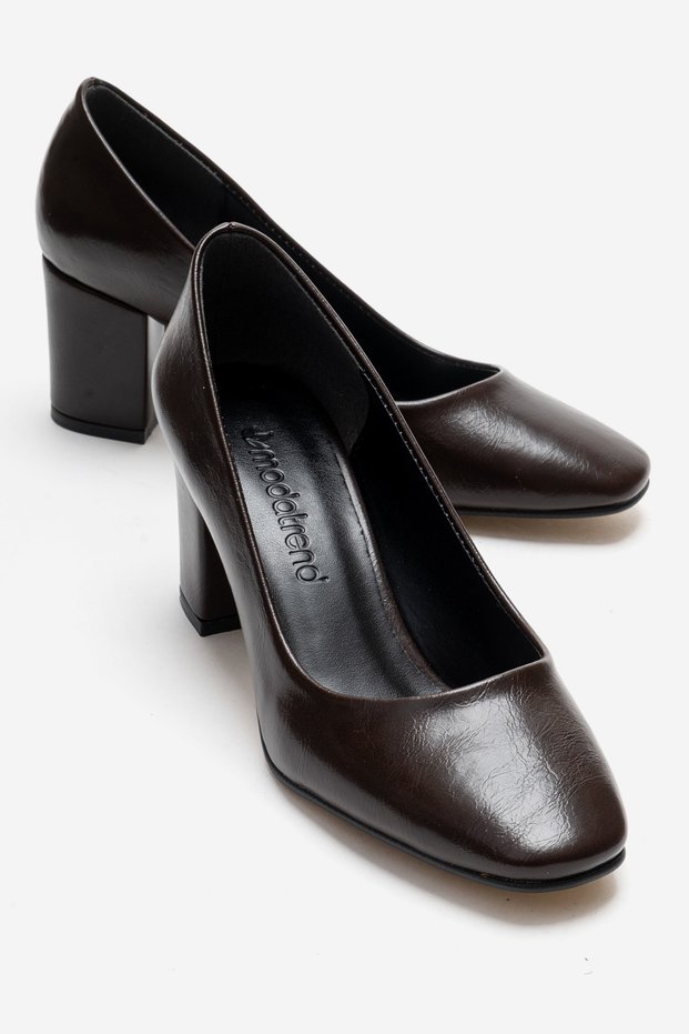 Women's High Heel Shoes Brown Crinkled