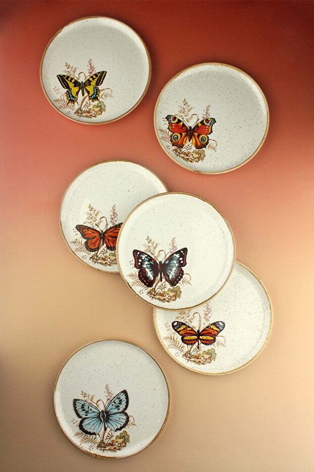 Retro Butterfly 6-Piece Porcelain Cake Plate
