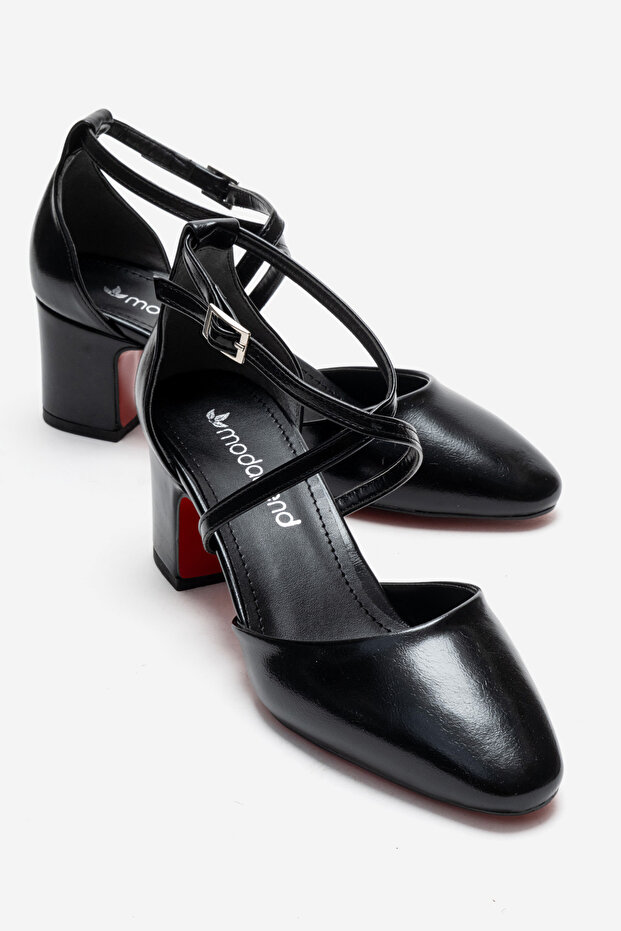 Women's High Heel Shoes Black Crinkled