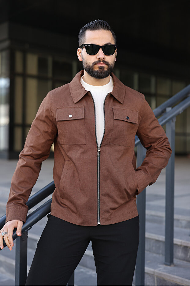 سترة كتان أساسية مع جيوب - 3