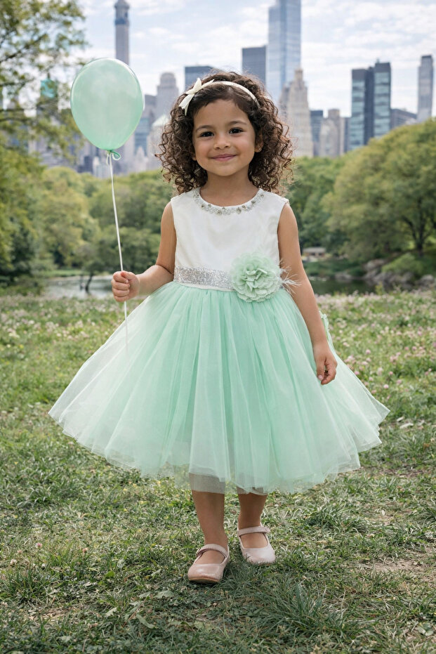 Luxury Heart Detailed Tutu Girl's Dress