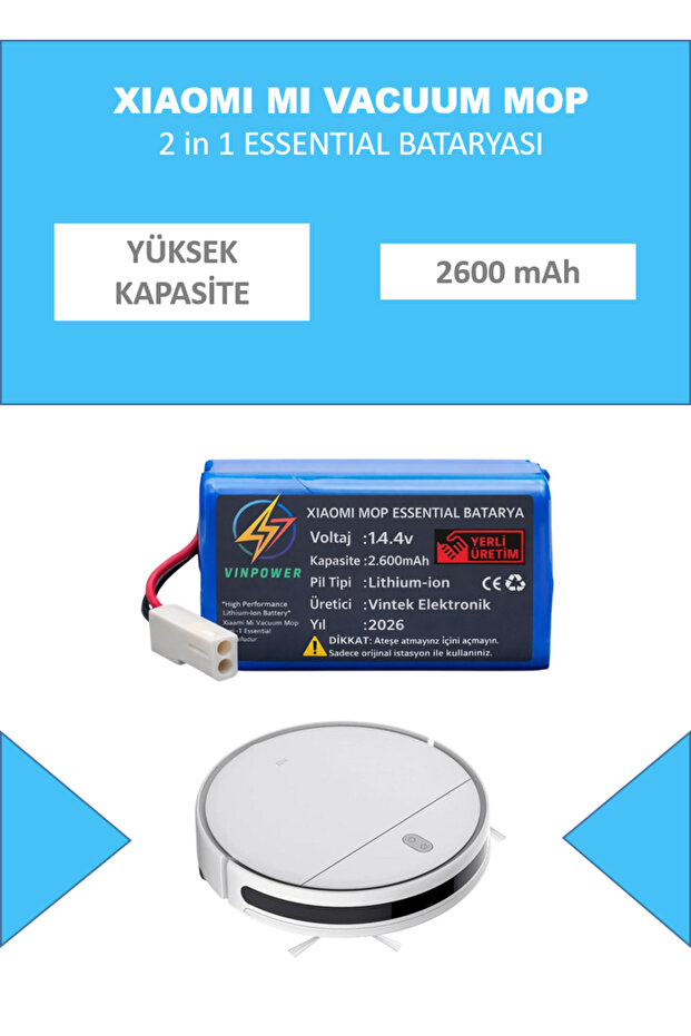 Vinpower MI VACUUM MOP 2 in 1 ESSENTIAL BATARYA - NORMAL KAPASTİTE