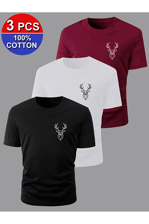 Unisex Oversize Fit Multi-Tshirt with Deer Print