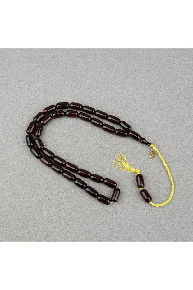 Omari Sıkma Kehribar Capsule Cut 7.5X14Mm Prayer Beads with Sitting Imameli System