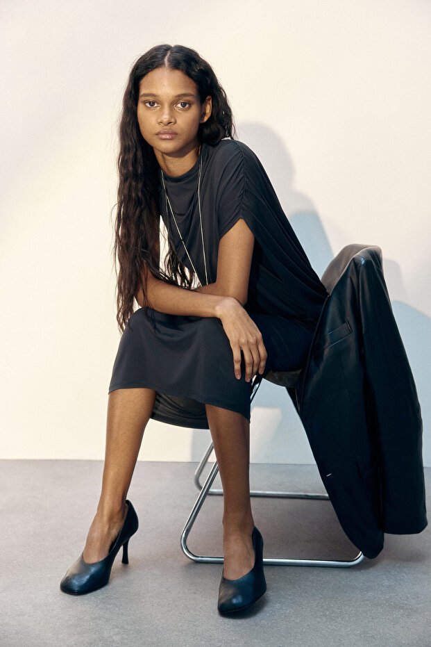 Drapeli Maksi Elbise - 2