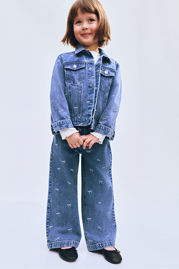 İşlemeli Kot Ceket - 2