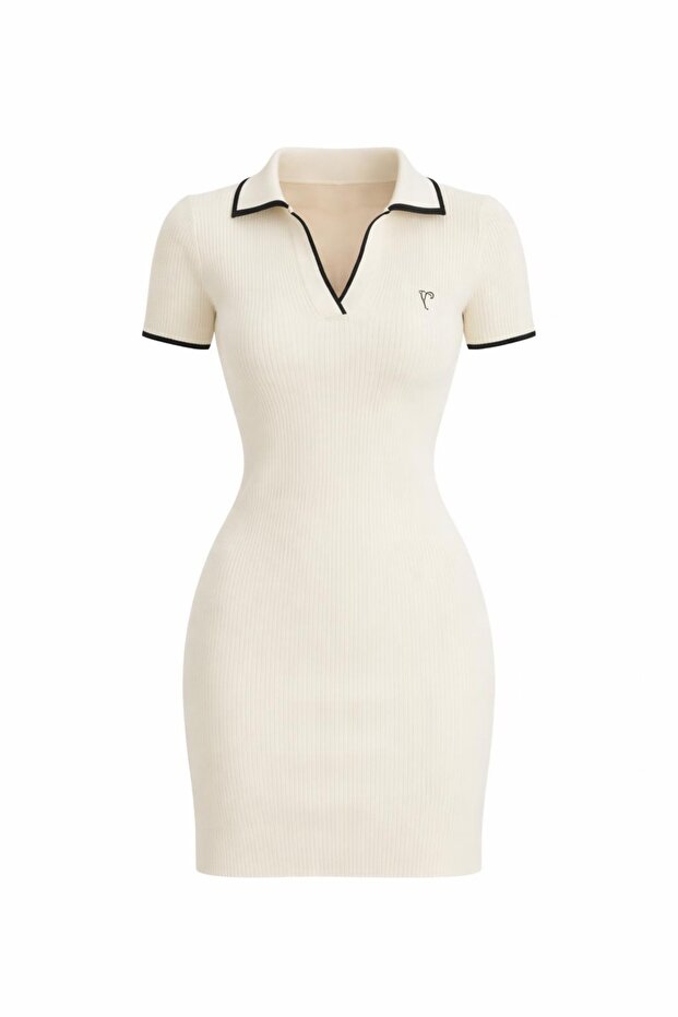 gömlek yaka triko elbise - 5