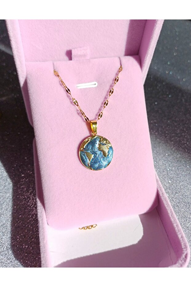 Çelik dünya kolye - 1