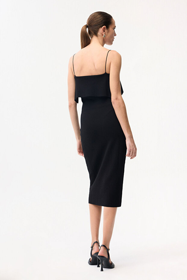 İp Askılı Triko Elbise - 5