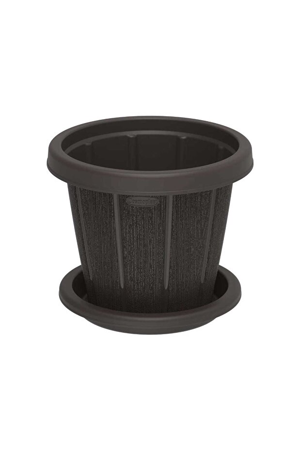 Cedargrain Flowerpot with Tray 6"