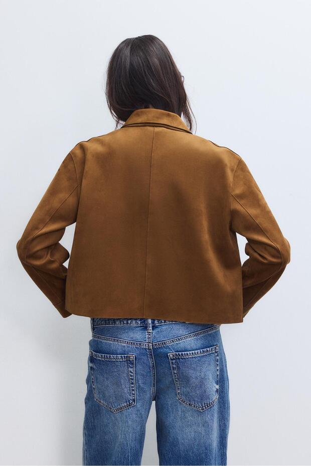 Faux suede jacket with pockets - 5