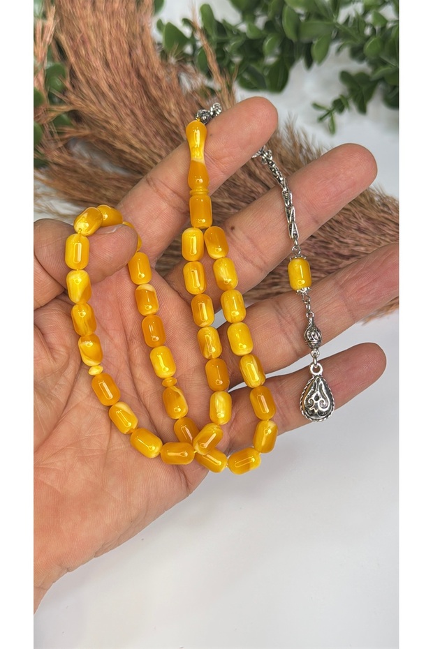 Resin Translucent Powder Amber Prayer Beads, Tassel, Master Craftsmanship, Rhodium Plating