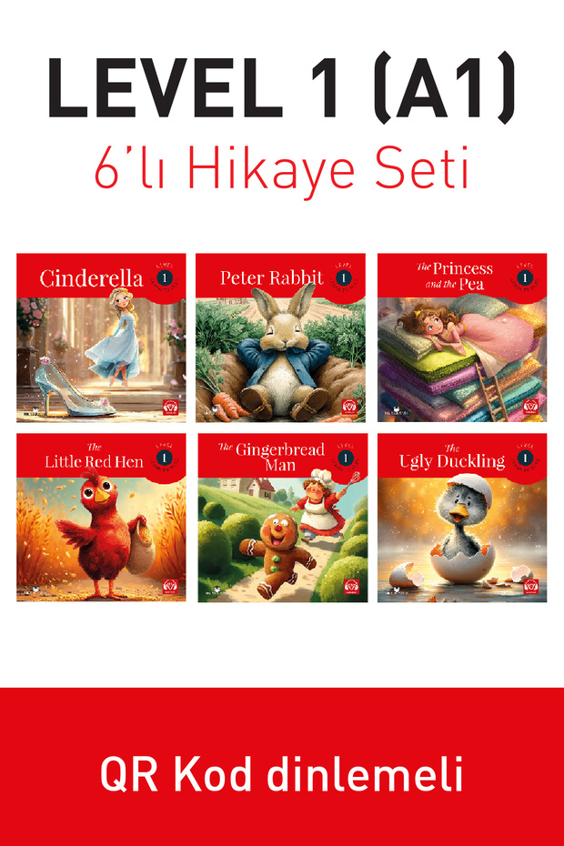 MK Publications İngilizce Hikaye Seti - Level 1 - A1 Seviye - (6 Kitap) - QR Kod Dinlemeli ve Alıştırmalı