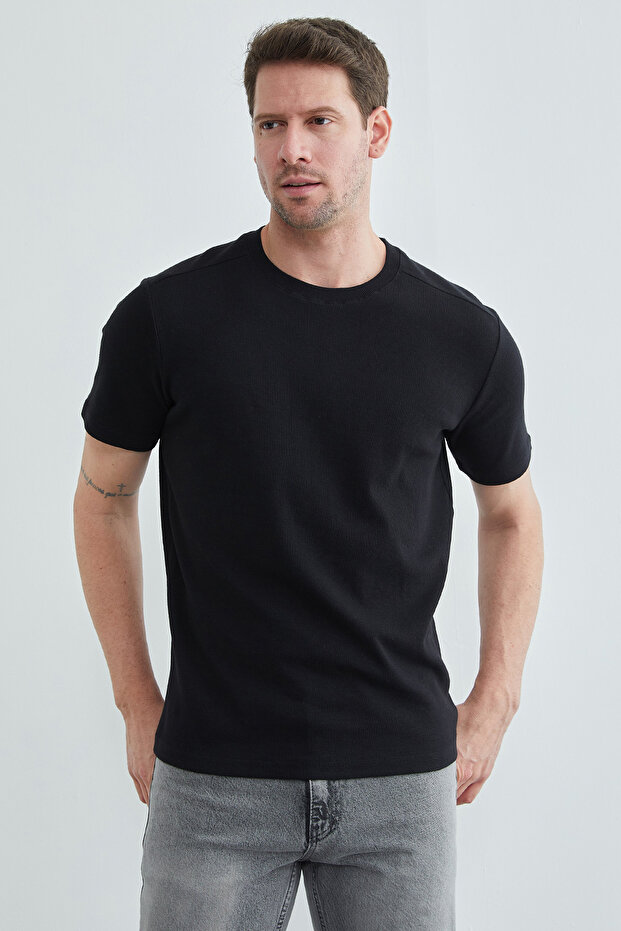 Basic Fitilli Bisiklet Yaka Tişört - 5