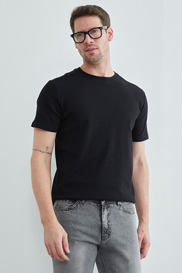 Basic Fitilli Bisiklet Yaka Tişört - 4