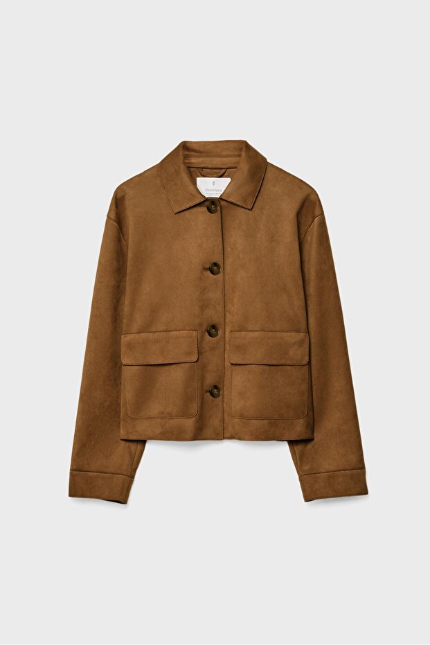 Faux suede jacket with pockets - 6