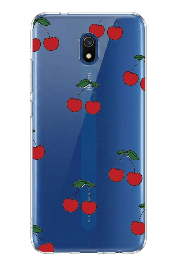 حافظة سيليكون مطبوعة بتصميم كرز متوافقة مع هاتف Redmi 8A - 1