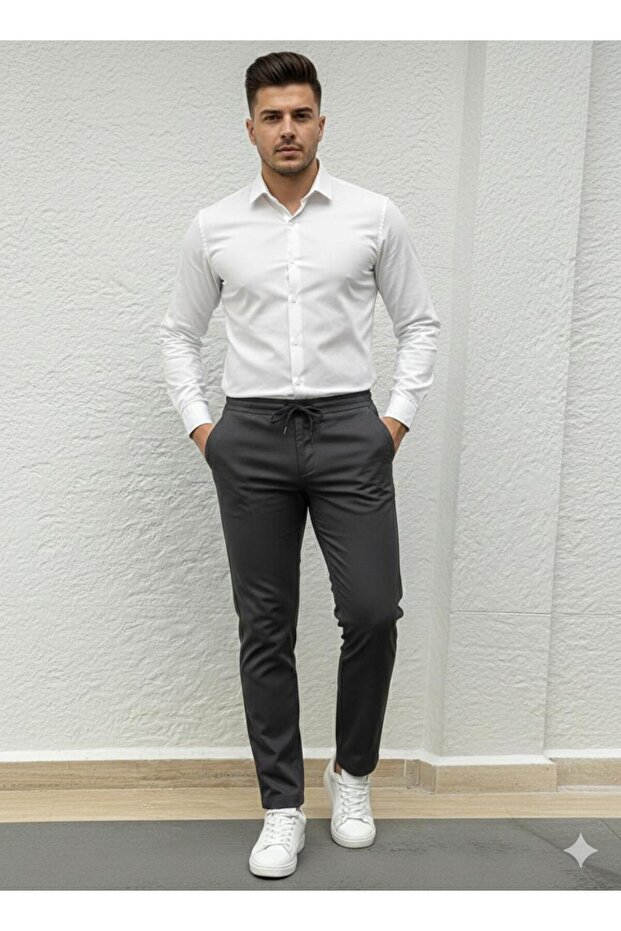 بنطلون رجالي من القطن المنسوج برباط من JOGGER REGULAR FIT