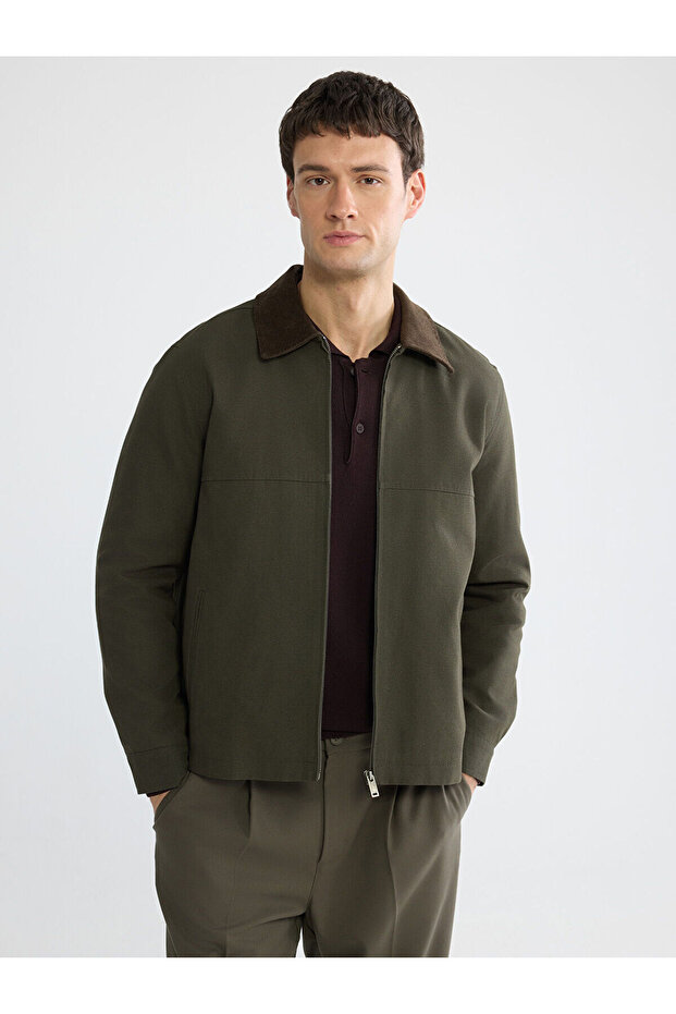 Ozmarka New Season Comfortable Fit Velvet Collar Men's Jacket